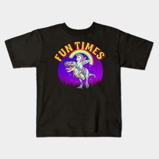 Unicorn Riding T-Rex Kids T-Shirt